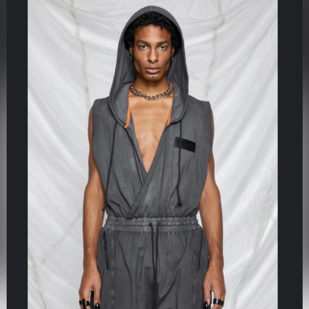 Dolls Kill hooded sleeveless jumpsuit darker waves size small